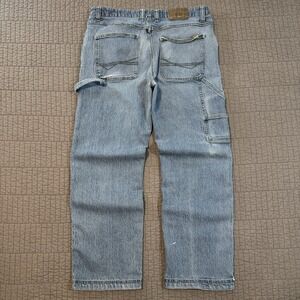 Smiths Workwear Carpenter Jean Men 34x30 (35x29) Blue Distressed Stretch Relaxed